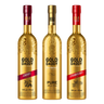 Three branded Gold Daddy vodka bottles alongside cherry and strawberry liqueurs