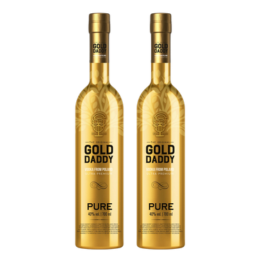 Two branded Gold Daddy vodka bottles